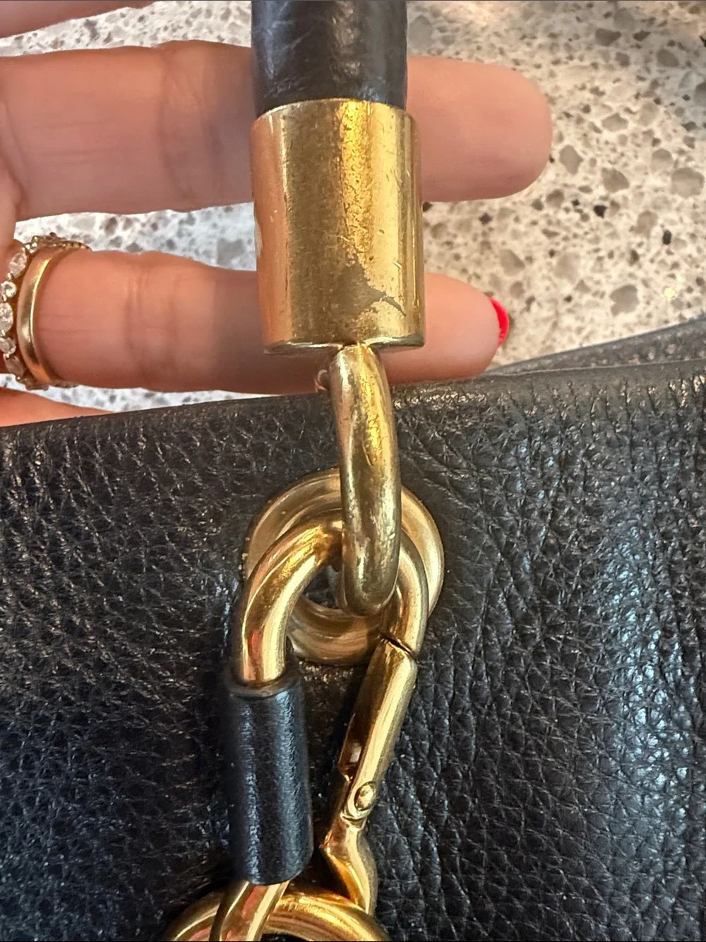 Marc Jacobs Black Leather Tote with Gold Hardware